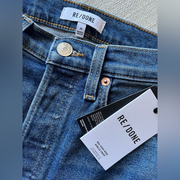 Re/Done Jeans Women’s 26 90s High Rise Ankle Crop Jean Cadet Indigo NWT - Picture 7 of 13